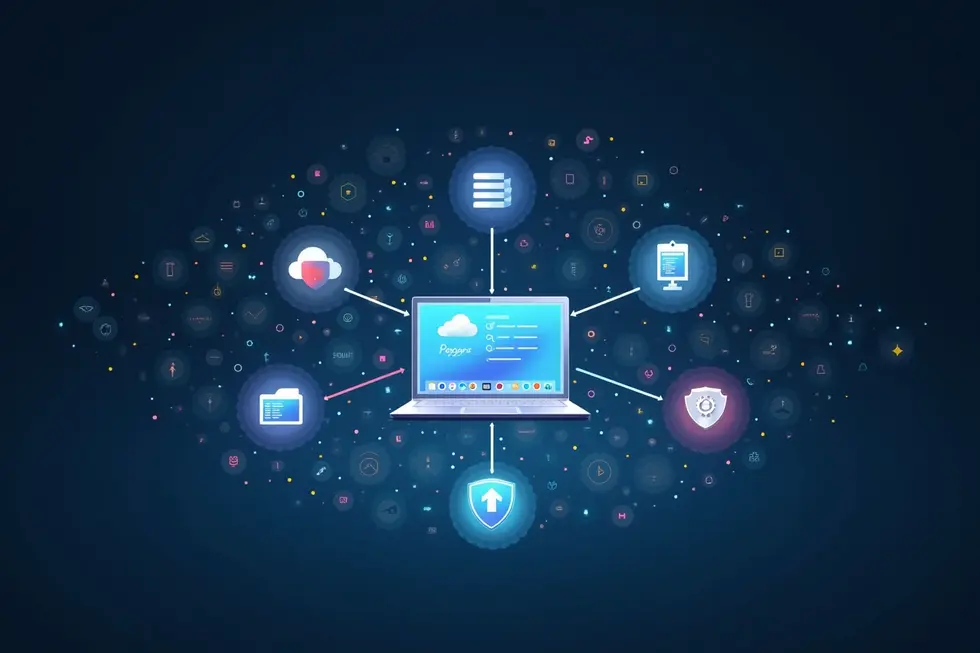 Ilustrasi cover Claude Desktop sebagai pusat integrasi AI melalui Model Context Protocol.