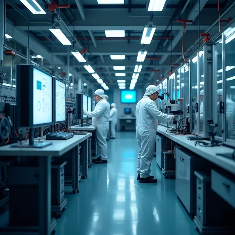 Chip AI fotonic ultra-kompak di atas ujung jari manusia, menampilkan sirkuit optik nanoskala.