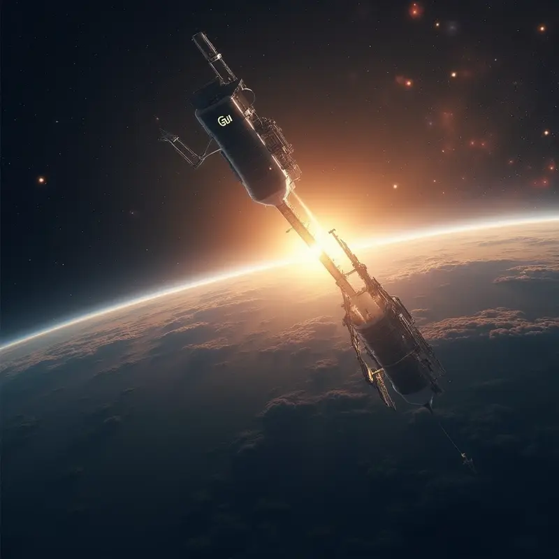 Satelit pusat data AI Google bertenaga surya di orbit, menampilkan chip AI untuk komputasi intensif.